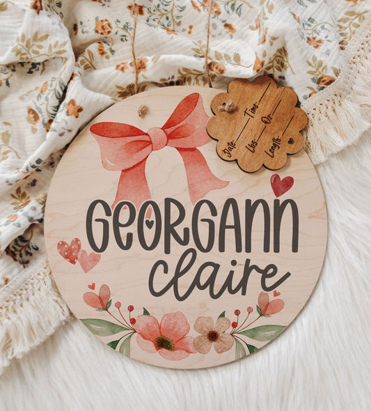 February Baby Announcement, Hospital Name Sign, Door Hanger, Valentine Baby Doorhanger, Nursery Name Sign, Newborn Birth Stats, Shower Gift