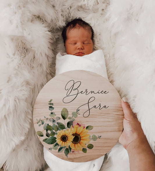 Bernice - Eucalyptus & Sunflowers Name Sign