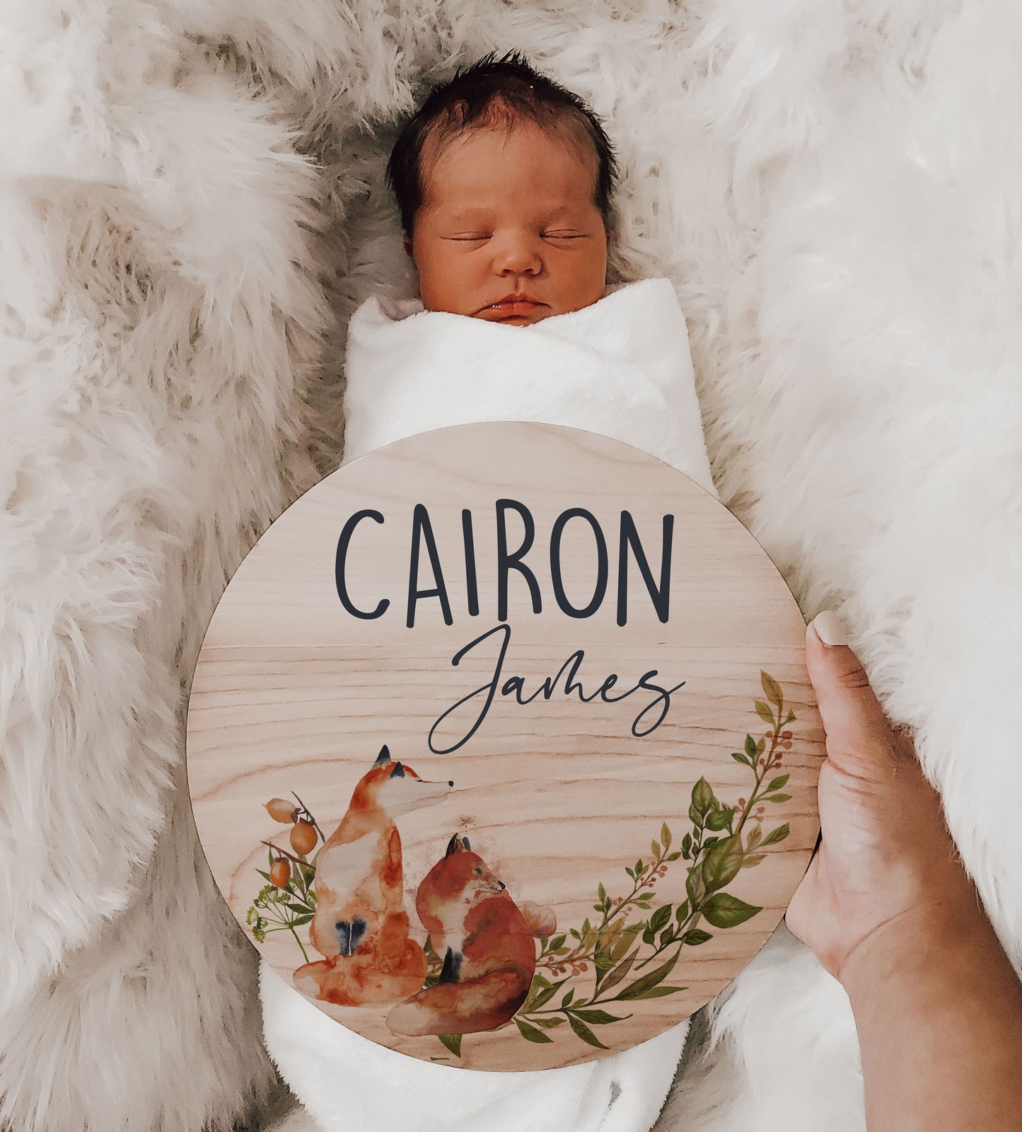 CAIRON - Woodland Fox Baby Announcement Sign CJ002