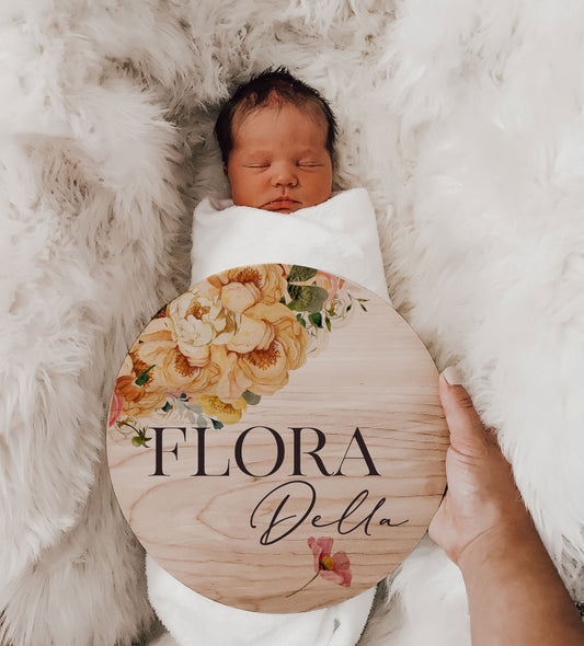 Flora Della - Spring Flowers Baby Name Sign FLD002