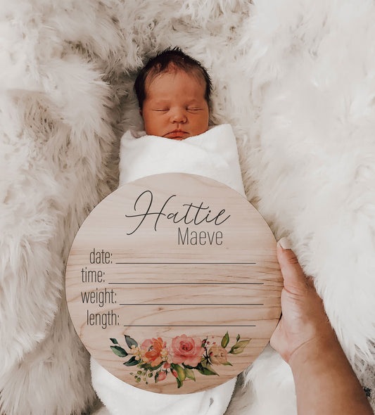 Hattie - Wood Rose Birth Stats - HA001