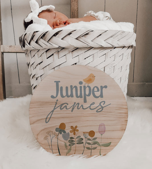 Juniper - Spring Flowers Baby Name Sign JU002