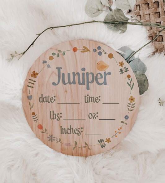 Juniper - Spring Flowers Birth Stats Sign JU001