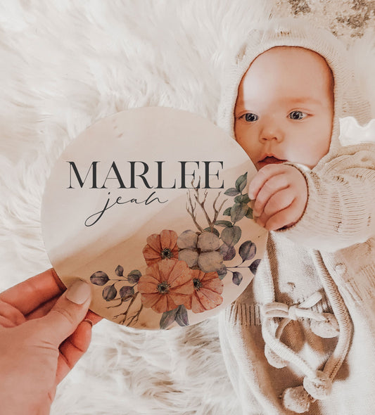 MARLEE - Eucalyptus & Floral Name Announcement Sign - MA002