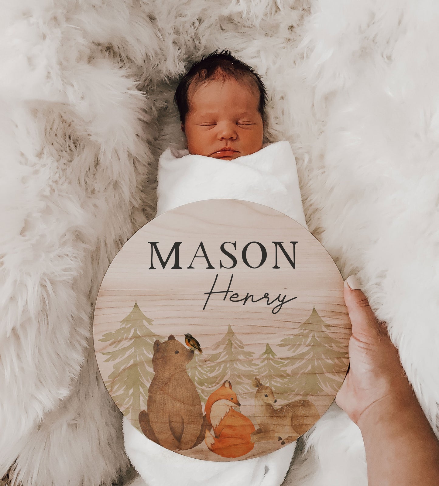 Mason - Woodland Baby Announcement Sign WI002