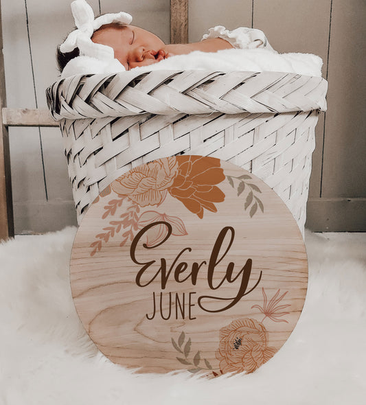 Everly Collection Birth Stats Announcement Name Sign EJ0021