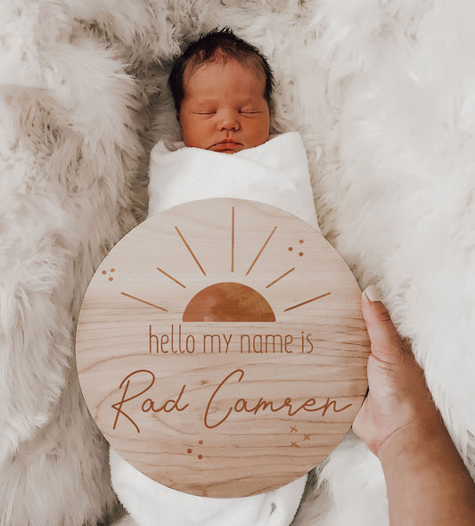 Rustic Rain Boho Baby Name Birth Announcement Wood Sign RC002