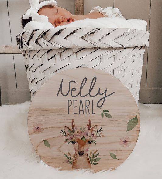 Deer Birth Announcement Name Sign