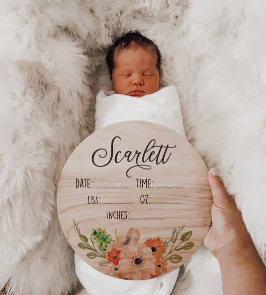 Scarlett - Poppies Birth Stats Sign