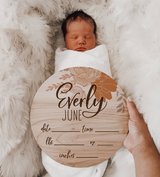 Everly Collection Birth Stats Announcement Name Sign EJ0021