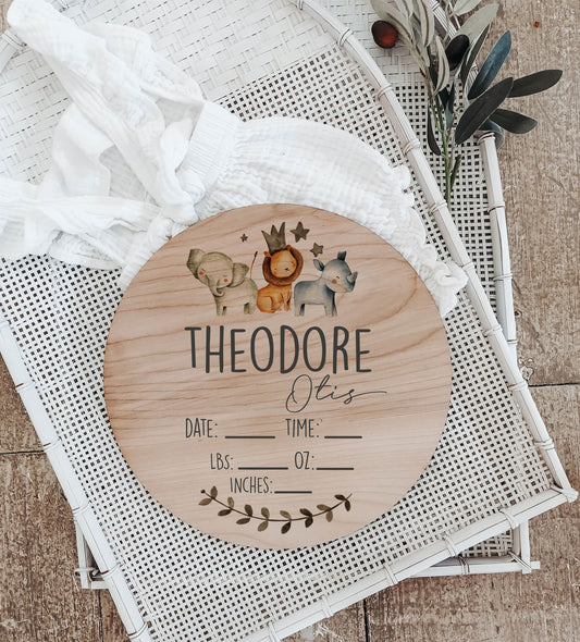 Theodore - Safari Birth Stats Sign - TH001